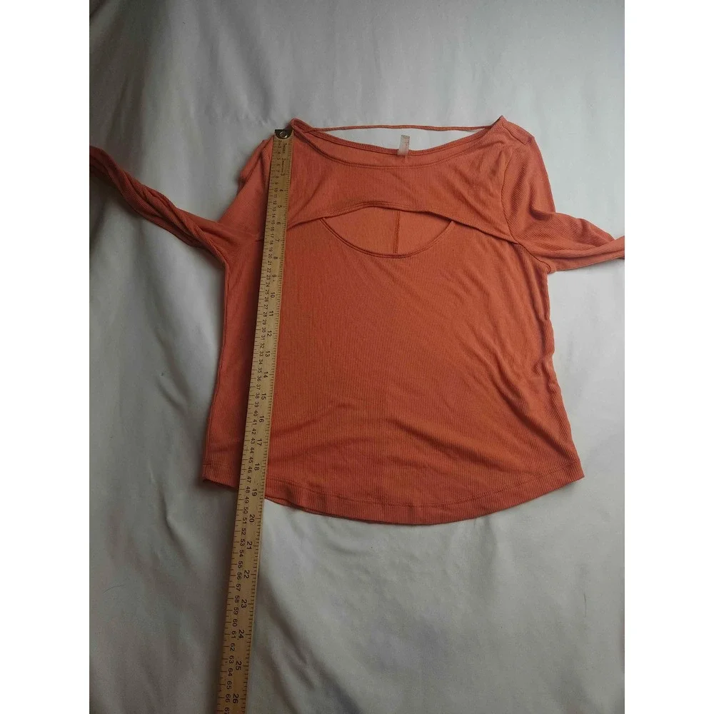 Free People FP Movement Ribbed Cutout Long Sleeve Top Rust Orange Womens Medium